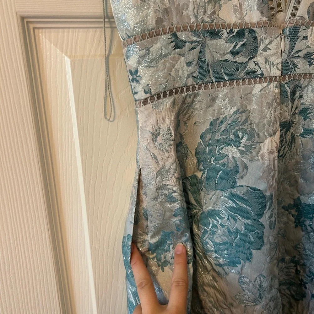 Aidan Mattox Sleeveless Floral Jacquard Fit-&-Flare Dress, Green, Size 8 - Picture 4 of 13